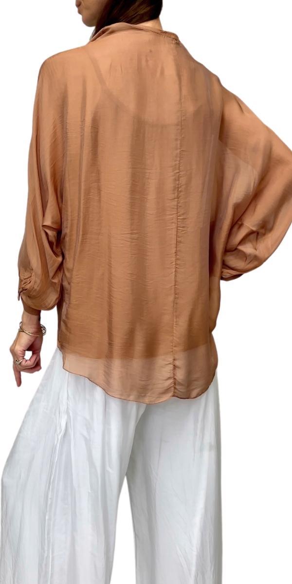 Ryana Blouse - Gigi Moda - Made in Italy # 100% Silk, balloon sleeve, cami, Gigi Moda, italian silk, long sleeve, Made in Italy, Silk top