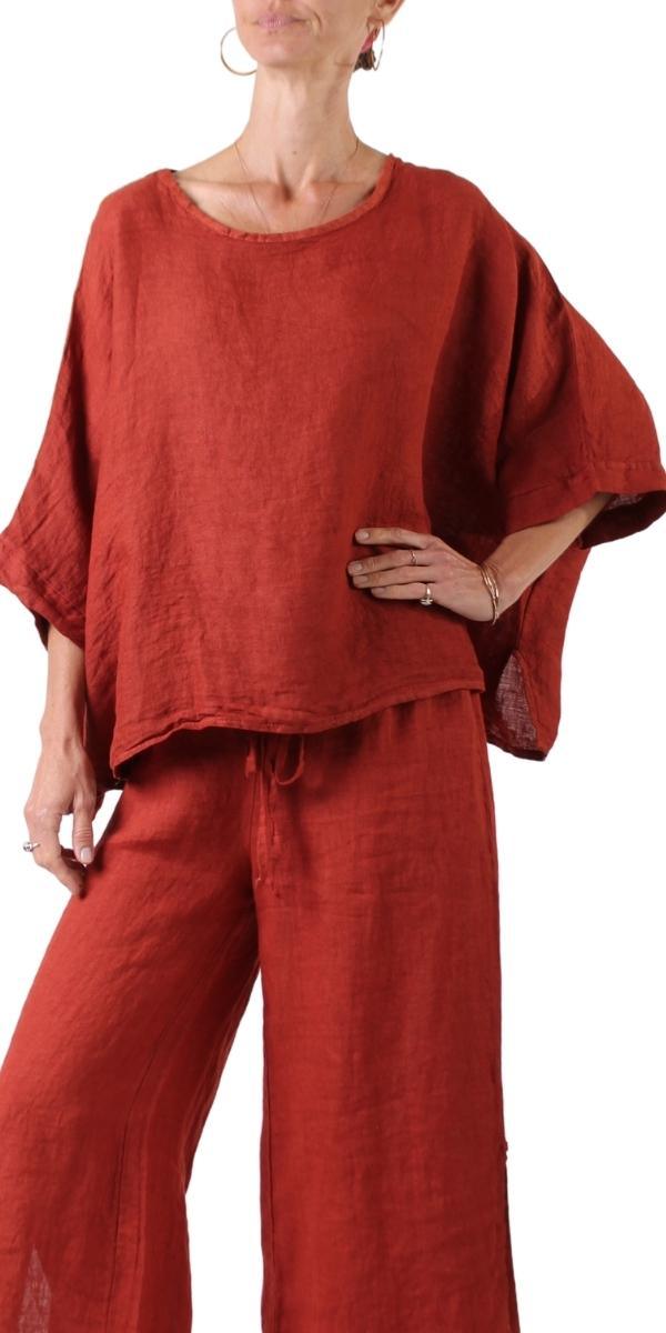 Lucy Blouse - Gigi Moda - Made in Italy # 100% Linen, Blouse, casual, free shipping, Gigi Moda, Kaftan, Linen, Made in Italy, OS, resort wear, spring, summer