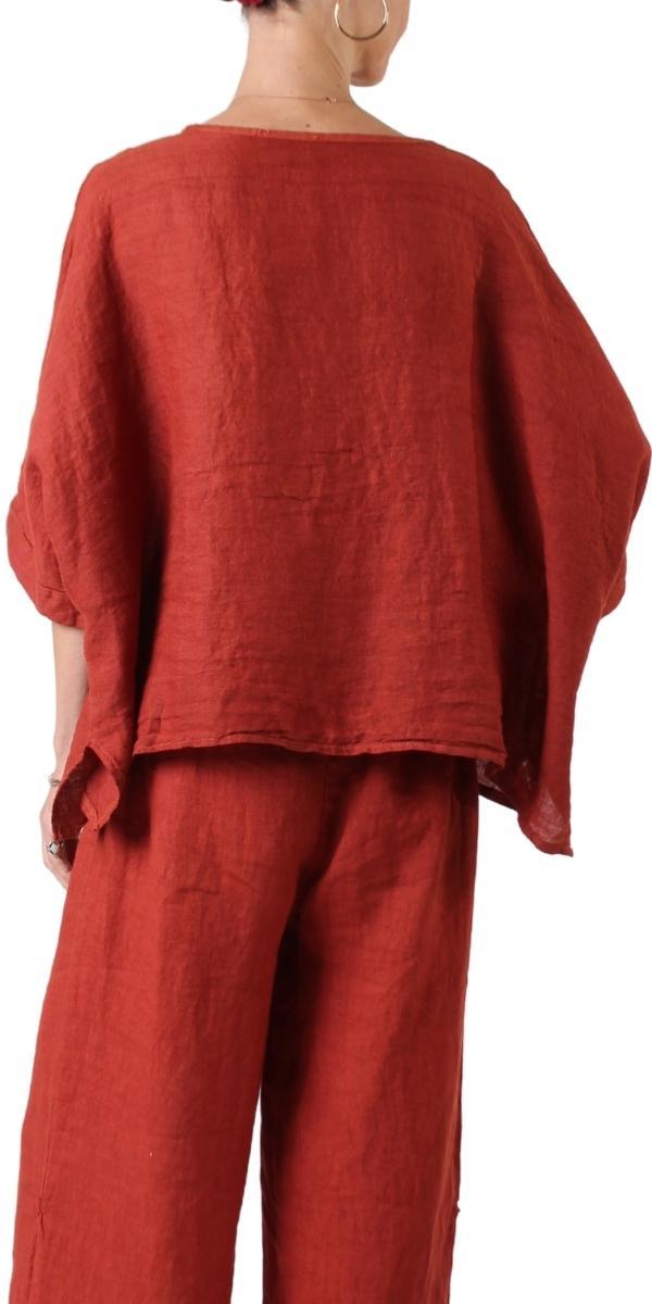 Lucy Blouse - Gigi Moda - Made in Italy # 100% Linen, Blouse, casual, free shipping, Gigi Moda, Kaftan, Linen, Made in Italy, OS, resort wear, spring, summer