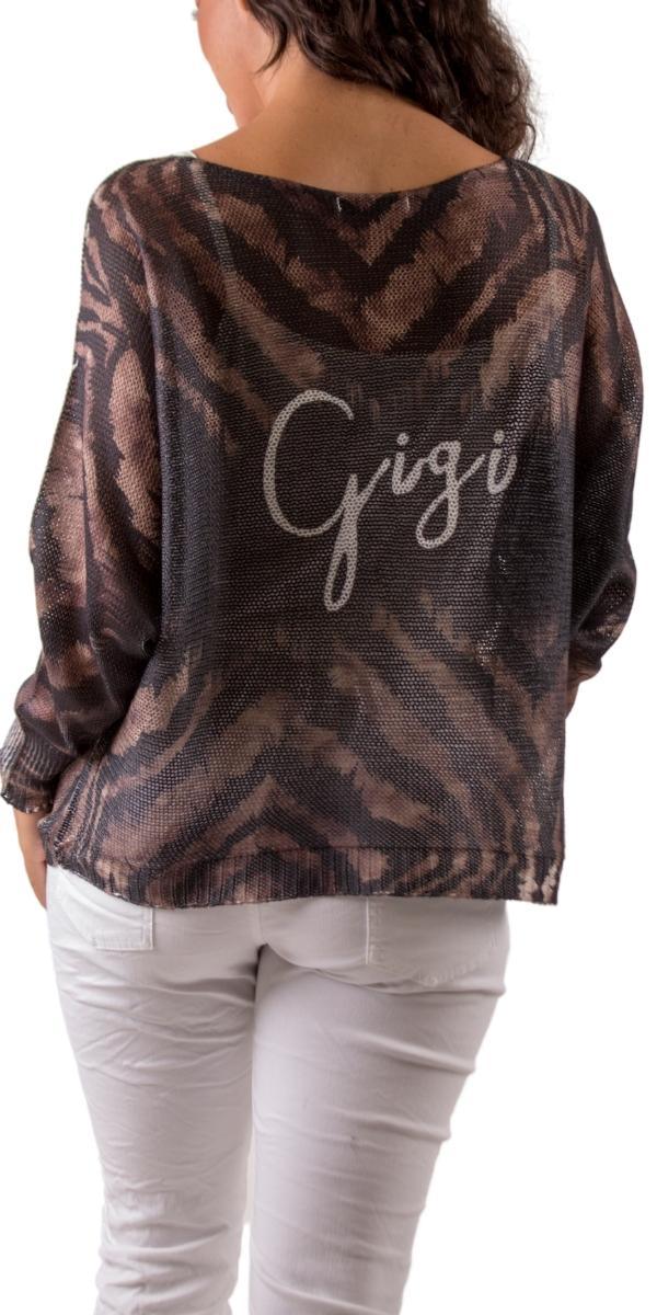Donatella Sweater with GIGI Print - Gigi Moda - Made in Italy # animal print, Blouse, comfortable, comfortable fit, Cozy, Gigi Moda, Italian Clothing, italian top, Long Sleeve, Made in Italy, Sleeves, Sweater, Top, washable, womens clothing, Womens Tops, zebra print
