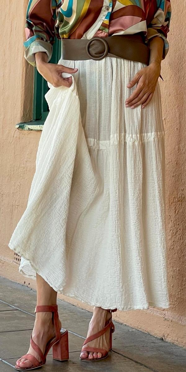 Isabella Skirt - Gigi Moda - Made in Italy # 6885, beach, beach clothing, blue, Cotton, cover up, cream, gigi moda, Made in Italy, Maxi, resort, resort wear, skirt, swimsuit cover up, white