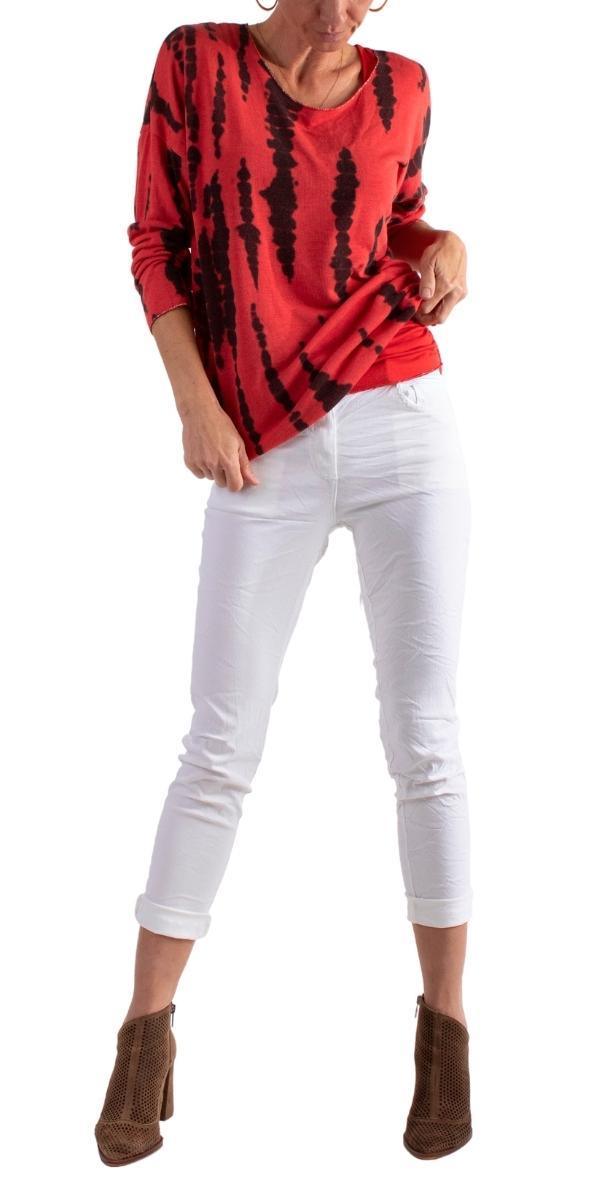 Vittoria Stripe Tie-Dye Sweater - Gigi Moda - Made in Italy # comforatable fit, comfortable, comfortable fit, comfy, comfy top, Gigi Moda, italian top, Made in Italy, one size, Tie Dye, Top, viscose