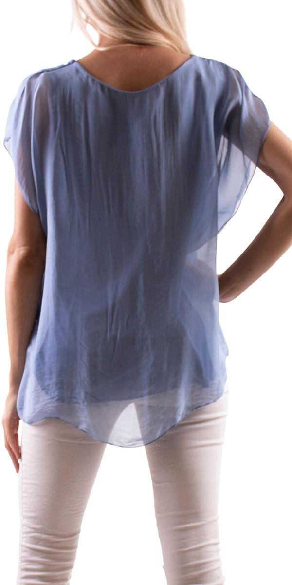 Natacha Top - Gigi Moda - Made in Italy # 100% Silk, Blouse, Flutter sleeve, Gigi Moda, Made in Italy, OS, Silk, Top