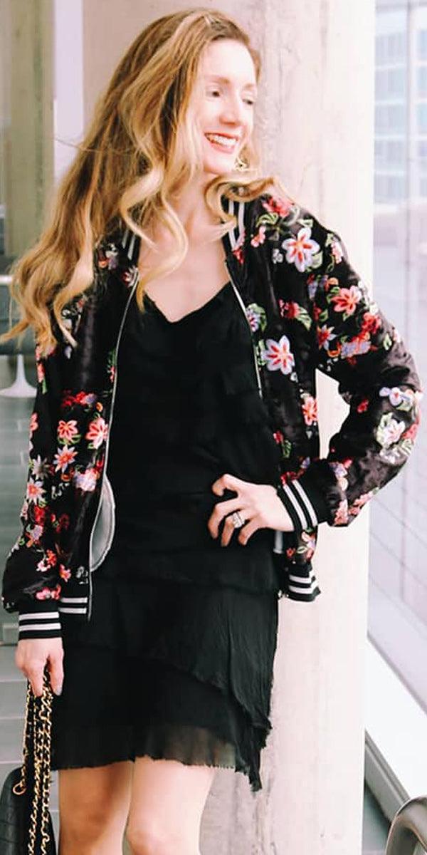 Giora Bomber Jacket - Gigi Moda - Made in Italy # Floral Print, Gigi Moda, Jacket, Made in Italy, OS, Sleeves