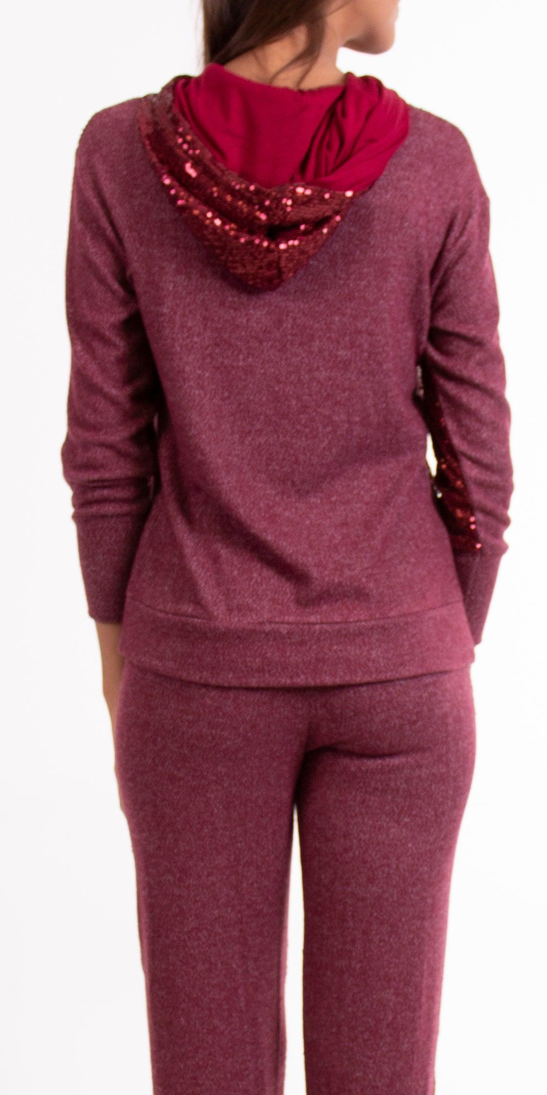 Izabella Hoodie - Gigi Moda - Made in Italy # 2770, cozy, free shipping, gigi moda, holiday, hoodie, italian top, Made in Italy, nylon, one size, OS, polyester, resort, resort wear, sequin, sequin hoodie, soft, viscose