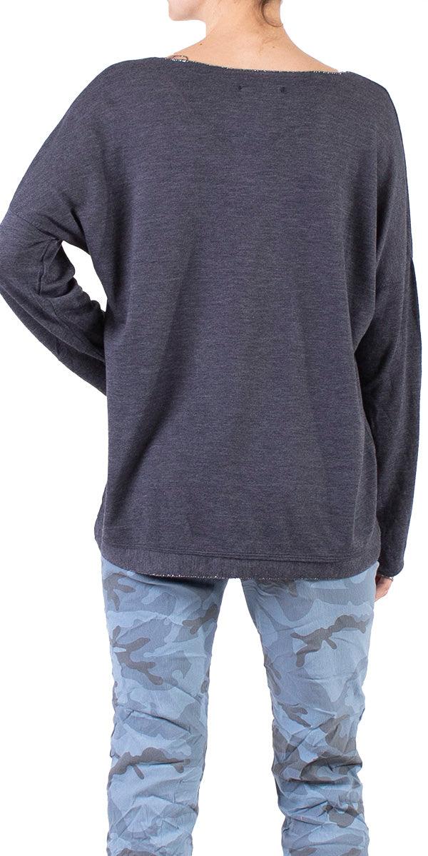 Alexis Long Sleeve Shimmery Top - Gigi Moda - Made in Italy # Blouses, Comforatable fit, Made in Italy, metallic shine, shimmer, Tops, Womans clothing