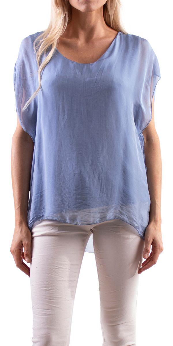 Natacha Top - Gigi Moda - Made in Italy # 100% Silk, Blouse, Flutter sleeve, Gigi Moda, Made in Italy, OS, Silk, Top